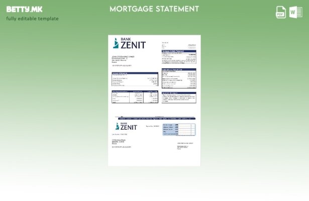 модерен стил Извод за хипотека од банка на Русија Зенит во шаблон во Word и PDF 